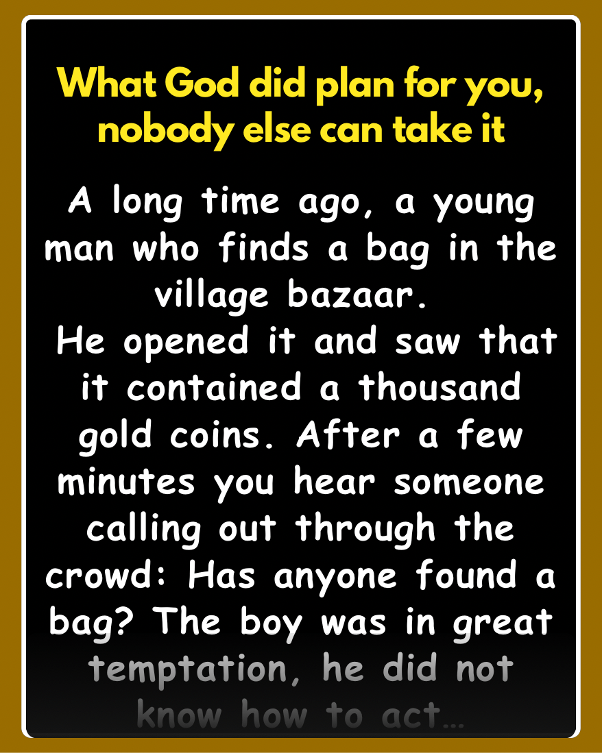 A long time ago, a young man who finds a bag in the village bazaar. He opened it and saw that it contained a thousand gold coins.