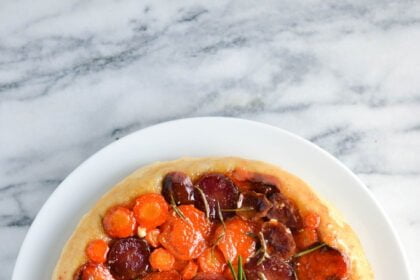 Carrot, Sweet Potato, and Purple Potato Tart Tatin