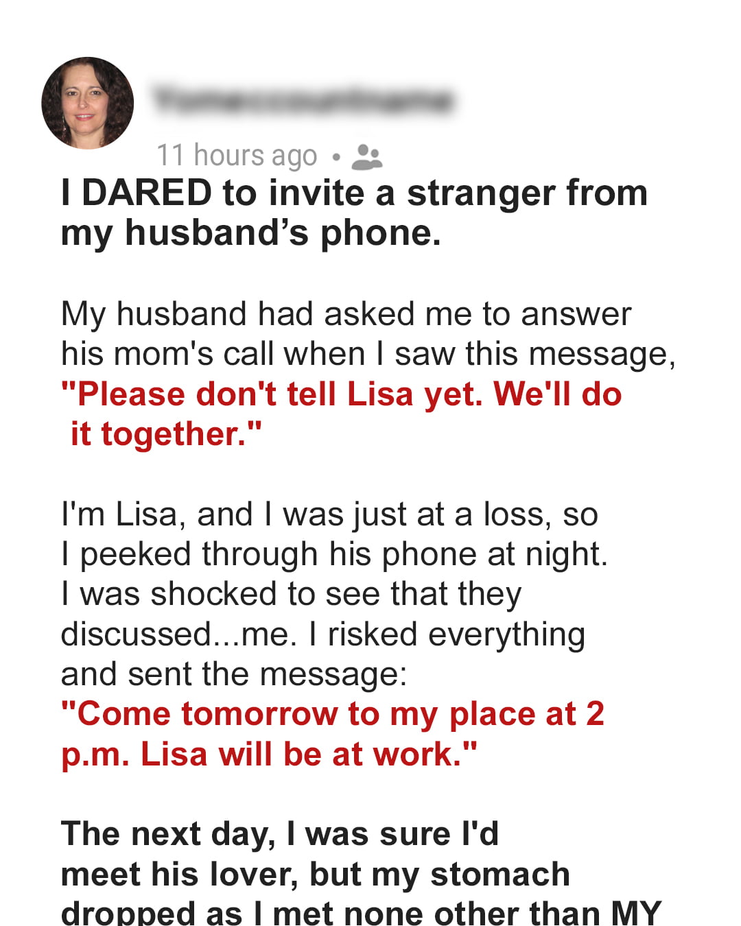 Wife Sees Stranger’s Message About Her on Husband’s Phone, Takes a Risk by Inviting the Sender Over