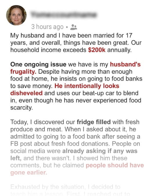 My Husband Filled Our Fridge with Food from Food Banks Again – I Couldn't Bear It Anymore and Decided to Teach Him a Lesson