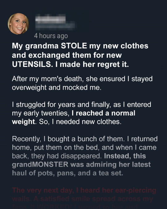 My Grandma Stole My New Clothes & Exchanged Them for Utensils – Next Day, I Heard Her Yelling after My Plan Worked