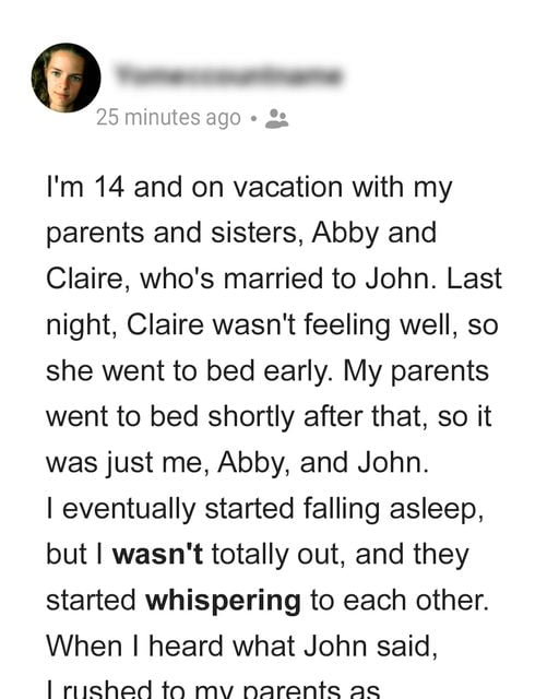 Girl Pretends to Sleep & Hears Sister & Brother-In-Law Whispering, Later She Runs to Tell Parents What She Heard