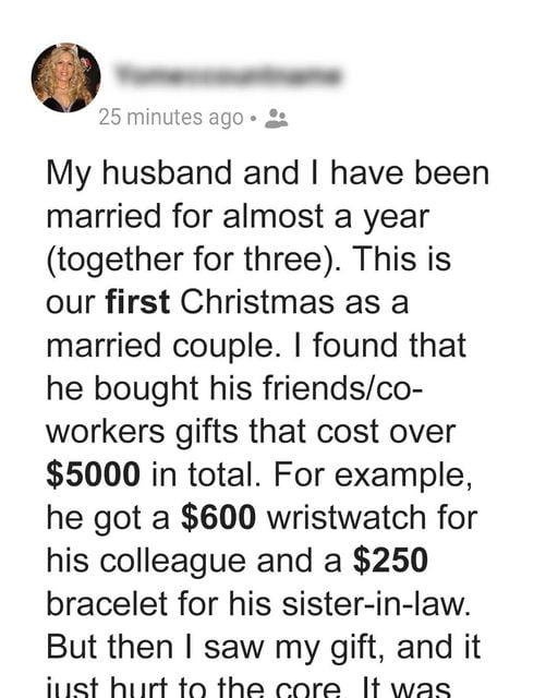 Husband Pays over $5K for Friends' & Co-workers' Christmas Presents, Wife Is 'Shocked' Seeing the Price of Her Gift