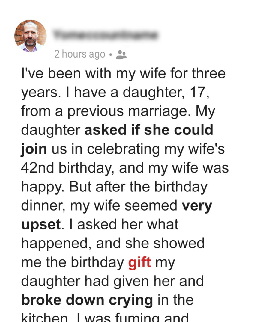 I Was Furious at My Daughter's Birthday Gift to My Wife – Was My Punishment Justified?