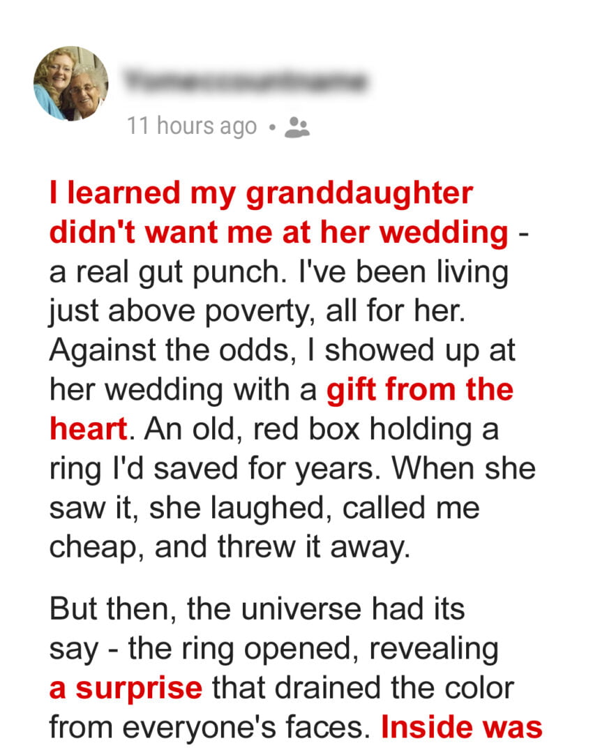 Girl Mocks Poor Grandma for Cheap Old Ring She Gifts Her, Throws It Away and It Opens — Story of the Day