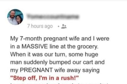 A Rude Guy Purposely Bumps into a Pregnant Woman in Line – She Teaches Him A Lesson in the Moment