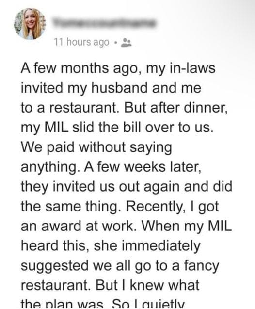 Awkward Dining Dilemma – In-Laws Invite to Fancy Restaurant Pass Bill to Husband and Me to Pay