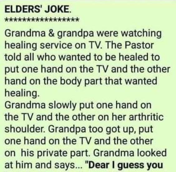 ELDERS’ JOKE.