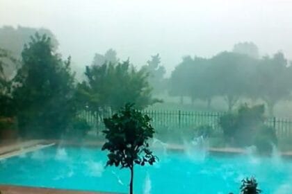 (VIDEO)While They Film This MASSIVE Hail Storm, Pay Close Attention To That Pool! Bone-Chilling!