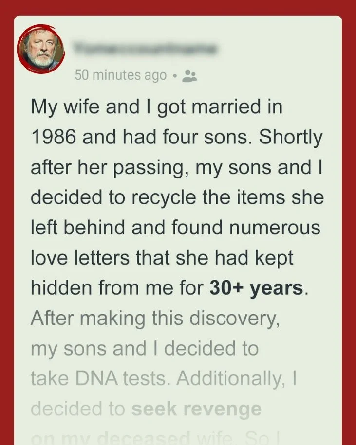 Man Finds Out His Late Wife Had Been Cheating on Him for over 30 Years, So Kids Take DNA Tests